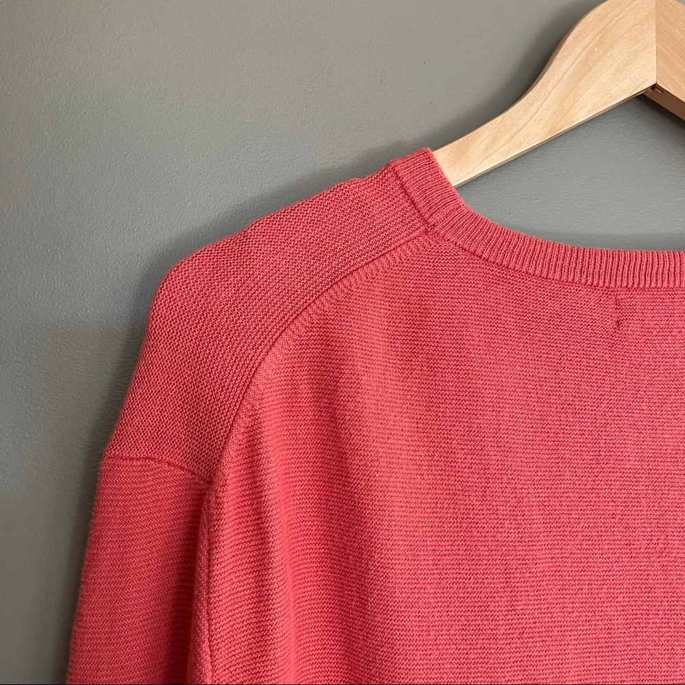 J.Crew Men's Cotton Crewneck Sweater in‎ Garter Stitch Size Large Red Orange